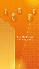 Eid ramadan mubarak background for social media stories template banners. Arabic islamic middle east lantern moon crescent mosque design for social media template