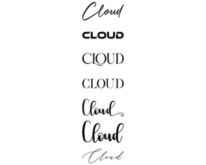 Cloud in the 7 different creative lettering style
