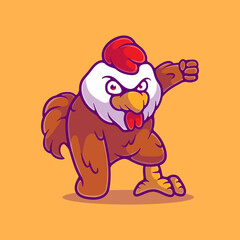 cute chicken rooster illustration suitable for mascot sticker and t-shirt design