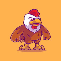 cute chicken rooster illustration suitable for mascot sticker and t-shirt design