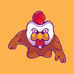 cute chicken rooster illustration suitable for mascot sticker and t-shirt design