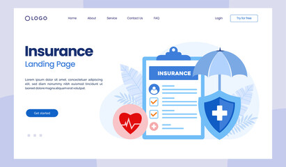 Medical insurance, health insurance, protection concept, umbrella, healthcare, landing page flat illustration vector landing page