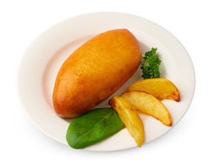 Baked small pie isolated on white background