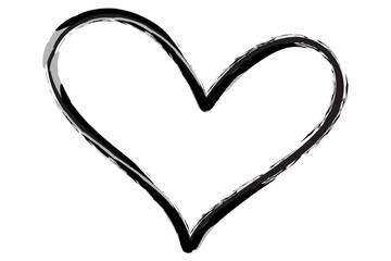 Heart contour vector. Black hand drawn love icon isolated. Paint brush stroke heart icon. Hand drawn vector for love logo, heart symbol, doodle icon and Valentine's day. Painted grunge vector shape