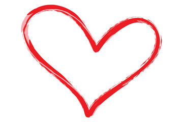 Heart contour vector. Red hand drawn love icon isolated. Paint brush stroke heart icon. Hand drawn vector for love logo, heart symbol, doodle icon and Valentine's day. Painted grunge vector shape