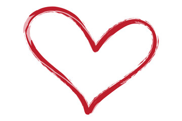 Heart contour vector. Red hand drawn love icon isolated. Paint brush stroke heart icon. Hand drawn vector for love logo, heart symbol, doodle icon and Valentine's day. Painted grunge vector shape