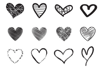 Heart contour vector. Black hand drawn love icon isolated. Paint brush stroke heart icon. Hand drawn vector for love logo, heart symbol, doodle icon and Valentine's day. Painted grunge vector shape