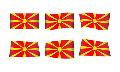 North Macedonia Flag Set Macedonian Flags National Symbol Banner Icon Vector Stickers Europe European EU Wave Country Yugoslavia State Wavy Realistic Nation Republic Kingdom Every All Flag Skopje