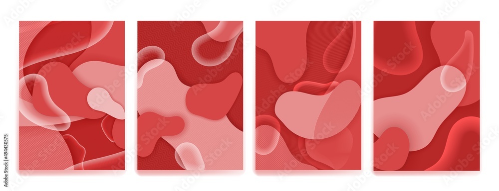 Wall mural abstract background set with 3d fluid shape design. cover template for social media or website devel