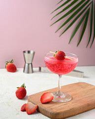 Strawberry drink with fresh berries