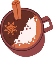 Cocoa or Coffee with Cinnamon and Spices Illustration