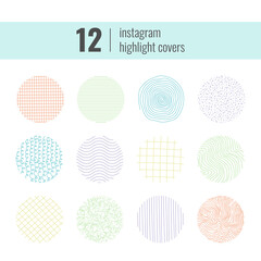 Highlight cute icons. Abstract simple shapes covers. Modern minimalist graphic design with spring colours.