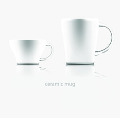 vector white ceramic mug on light gray background
