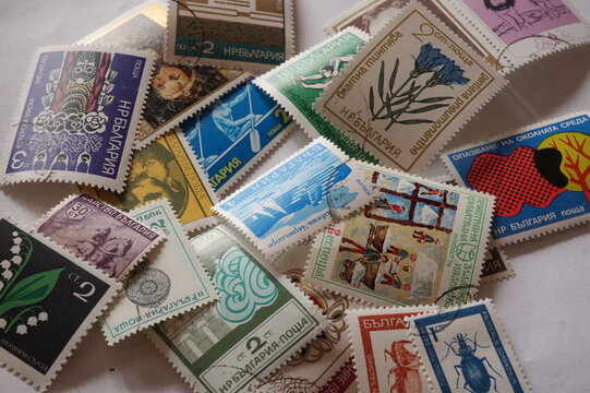 Collection of Colorful Bulgarian Postage Stamps