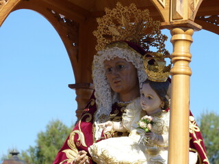 Santa Ana patron saint of Torredelcampo with the Virgin Mary in her arms. Pilgrimage.