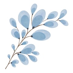 Hand Drawing Watercolor Beautiful Plant with blue Leaves  illustration. Use for poster, card, print, textile, template, fabric, pattern, stickers, wedding, celebration, birthday
