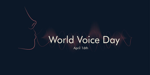 World voice day vector illustration Flat design, with dark background and sound waves.