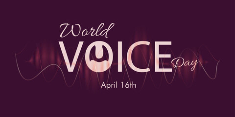 World voice day vector illustration Flat design, with dark background and sound waves.