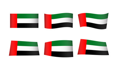United Arab Emirates Dubai Flag Set Emirate Flags National Symbol Banner Icon Vector Stickers Asia Arabian Wave Country City State Wavy Realistic Culture Nation Republic Kingdom Every All Flag Abu