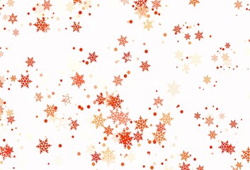 Light Orange vector layout with bright snowflakes.