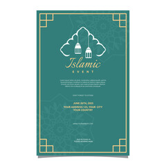 Islamic Event Invitation Card Frame Background Simple Flat Design