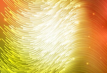 Light Red, Yellow vector background with bent lines.