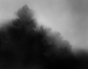 Abstract monochrome landscape. Versatile artistic image for creative design projects: posters, banners, cards, books, covers, magazines, prints, wallpapers. Watercolour and ink on paper.