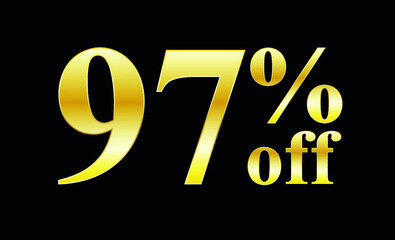 Sale gold text 97% off. 97 percent discount text in gold - for sales, offers and promotional discounts