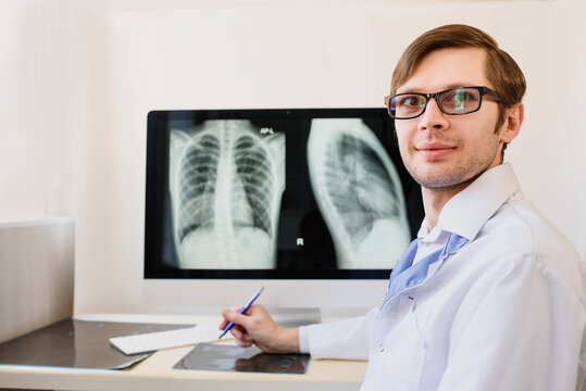 young man radiologist in his interpretation room.