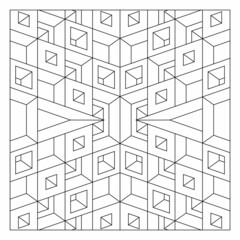 The drawing of hollow boxes are stacked upside down in four directions. Easy coloring pages. Architectural fantasy. Digital detox. EPS8 #473