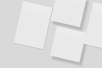 Blank paper for mockup. 3D Render.	