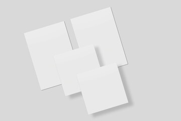 Blank paper for mockup. 3D Render.	