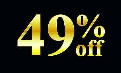 Sale gold text 49% off. 49 percent discount text in gold - for sales, offers and promotional discounts