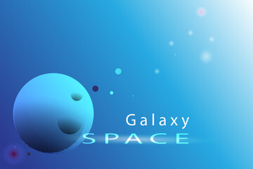 The background of the universe. A planet that shines brightly. blue galaxy in the background Vector illustration of space. The concept of the vast universe.