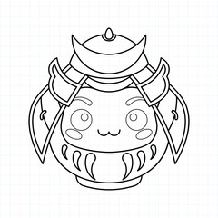 Hand drawn Daruma doll coloring page, Vector illustration eps.10
