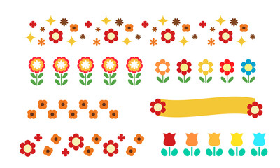 レトロな花のイラスト素材・昭和レトロ感満載