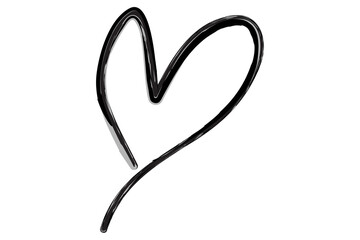 Heart contour vector. Black hand drawn love icon isolated. Paint brush stroke heart icon. Hand drawn vector for love logo, heart symbol, doodle icon and Valentine's day. Painted grunge vector shape