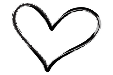 Heart contour vector. Black hand drawn love icon isolated. Paint brush stroke heart icon. Hand drawn vector for love logo, heart symbol, doodle icon and Valentine's day. Painted grunge vector shape