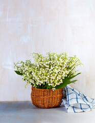 Beautiful spring lilies of the valley. Small depth of field, artistic blur