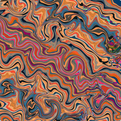 Vector, Abstract, Mosaic Pattern of Multicolored Scrolls and Curved Figures in Dark Colorful Tones