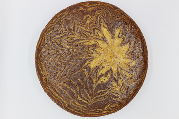 Sweet homemade pie isolated on white background