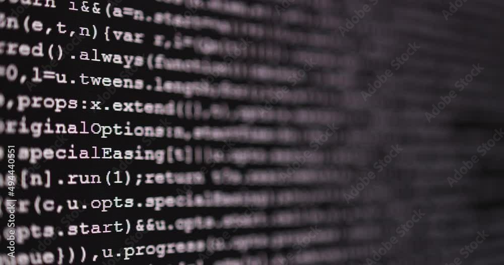 Fototapete 4K Close up shot programming tag coding on screen. Background concept for programming and coding web development.