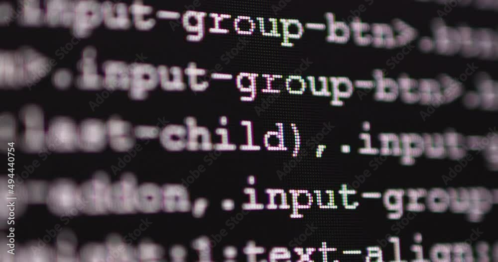 Fototapete 4K Close up shot programming tag coding on screen. Background concept for programming and coding web development.