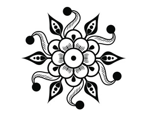 Indian Traditional and Cultural Rangoli Mandala design concept of flower isolated on white background - vector illustration