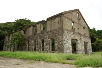 Fototapeta na wymiar Ruins of a factory during the war