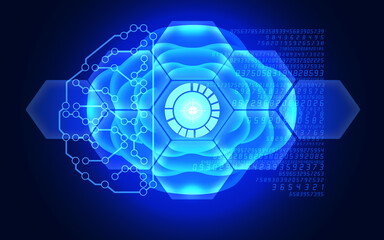 Target Symbol is Reflecting Over Futuristic Electronic Circuit in 3D Brain Symbol