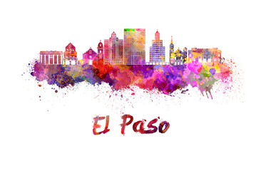 El Paso skyline in watercolor