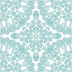 White turquoise ornamental seamless pattern. Vintage Ornament Elements Ethnic Turkish Indian motifs For fabric and textiles, wallpaper, packaging and decor.