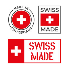 Obraz premium made in Switzerland labels set, Swiss made product emblem