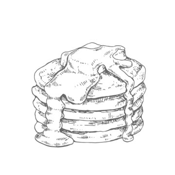 Hand drawn vector fresh pancake pastry image